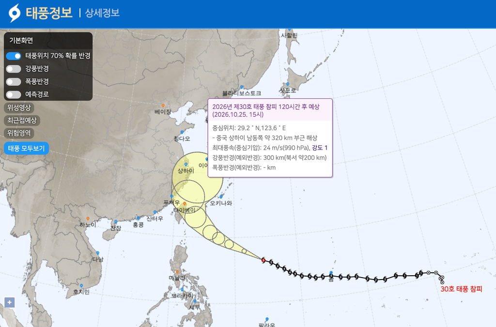 30호 태풍 참피 기상청 정보